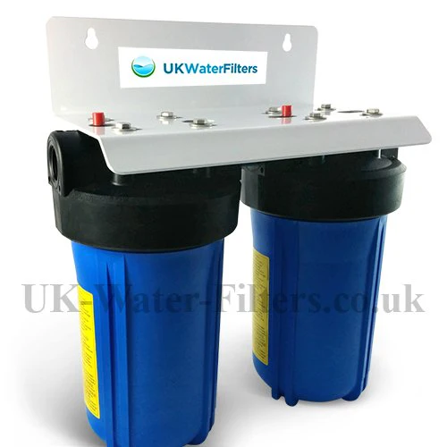 Twin Pre Filter Housing Unit Including GAC Carbon Filter Plus Polypropylene Sediment Filter